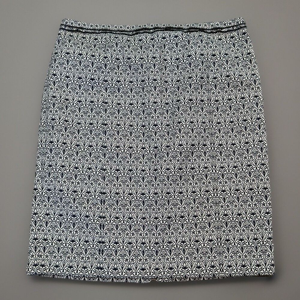 Tory Burch Heidi Skirt Navy White Pencil Skirt Sz 12 $275 Career